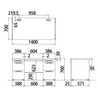 オカムラ スチールOAデスク ビラージュ VILLAGE 両袖机 ホワイト 幅1400×奥行700×高さ700mm 1台