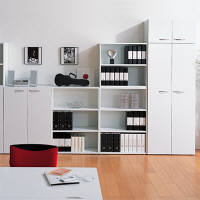 Garage（ガラージ）　ＫＫシリーズ書庫　両開き　2段　上置き専用　白　幅796mm　奥行412mm　高さ740mm　1台　（直送品）