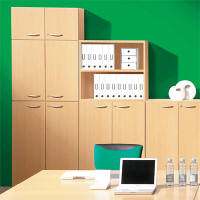 Garage（ガラージ）　ＫＫシリーズ書庫　両開き　1段　上置き専用　木目（ナチュラル）　幅796mm　奥行412mm　高さ396mm　1台　（直送品）