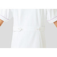 KAZEN レディスジャケット半袖 （ナースジャケット） 医療白衣 ホワイト×パープル LL 100-29（直送品）