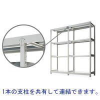双福鋼器　軽中量ラック　連結用（天地4段）幅860×奥行450×高さ1800mm　ホワイトグレー1セット（5梱包）