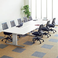 【組立設置込】サンテック クリエイティブワークテーブル 幅4200mm×奥行1330×高さ700mm ホワイト 1台（7梱包）