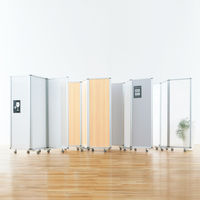 コマイ 5連スクリーン パンチングスチール 高さ1800×幅3000 1台 キャスター付き アルミフレーム 連結パーテーション