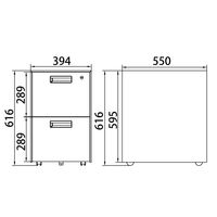 QUEST フラットライン フラットOAキャビネット 2段 メープル 幅394×奥行550×高さ616mm 1台