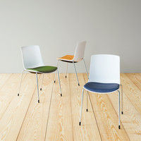 【軒先渡し】オリバー フィットシェルチェア レザーパッド座 白樹脂 座オレンジ SCS940WHAL・BL10G・4p1箱（4脚入）（直送品）