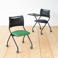 アイリスチトセ ネスティングキャスターチェア ブラックフレーム グレー LTS-4N-B-F-GY 1箱（3脚入） 会議椅子 幅574、座高440mm