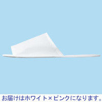 スマイル 使いきり不織布スリッパ（使い捨て不織布スリッパ） 約24～27cm ホワイト×ピンク 1セット（10足入）