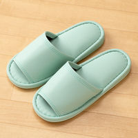 レザー風外縫いスリッパ M グリーン 1箱（20足入）