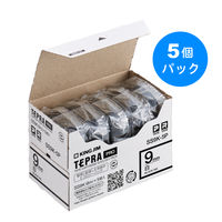テプラ TEPRA PRO【純正】テープ スタンダード 幅9mm 白ラベル(黒文字) SS9K-5P 1セット（5個入） キングジム
