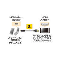 サンワサプライ イーサネット対応ハイスピードHDMIマイクロケーブル 2m KM-HD23-20（直送品）
