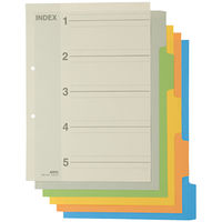 アスクル　カラーインデックス　A4タテ　インデックスシート　2穴　5山　400組（10組入×40袋）  オリジナル