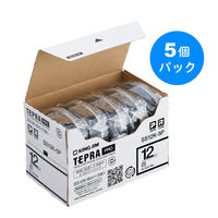 テプラ TEPRA PRO【純正】テープ スタンダード 幅12mm 白ラベル(黒文字) SS12K-5P 1セット（50個入） キングジム