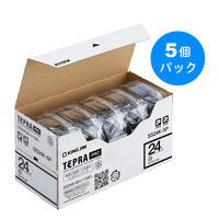 テプラ TEPRA PRO【純正】テープ スタンダード 幅24mm 白ラベル(黒文字) SS24K-5P 1セット（50個入） キングジム