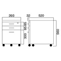 アスプルンド スチールキャビネット 3段 ネイビー 幅393×奥行520×高さ560mm 1台 デスク下 引き出し 収納 鍵付き