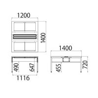 イトーキ サリダLFデスク フリーアドレスデスク 引出し付き ナチュラル 幅1200×奥行1400×高さ720mm 1台（5梱包）