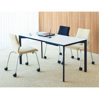 アール・エフ・ヤマカワ　TEO　ミーティングテーブル　ホワイト×ブラック　幅1500×奥行750×高さ720mm　1台（直送品）