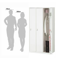 オカムラ VILLAGEロッカー3連3人用 シリンダー錠（インジケーター付）ホワイト 幅900×奥行515 1台（取寄品）