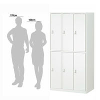 オカムラ VILLAGEスチールロッカー 3連2段6人用 シリンダー錠（インジケーター付） ホワイト 幅900×奥行515×高さ1790mm 1台（5梱包）