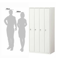 オカムラ VILLAGEスチールロッカー 4連4人用 ダイヤル錠 ホワイト 幅900×奥行515×高さ1790mm 1台（6梱包） 組立式（取寄品）