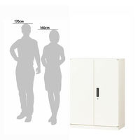 オカムラ スチール収納VILLAGE 両開き（シリンダー錠） 3段 本体（下置き） 幅800×奥行400×高さ1100mm ホワイト 1台（取寄品）