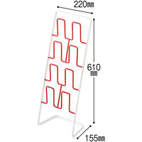 【アウトレット】山崎実業 スリムスリッパラック 4足用 レッド 1台