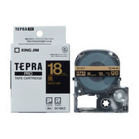 テプラ TEPRA PRO【純正】テープ スタンダード 幅18mm  黒ラベル(金文字) SC18KZ 1個 キングジム