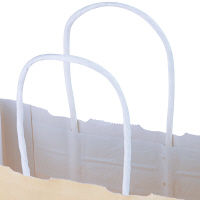 手提げ紙袋　丸紐　パステルカラー　イエロー　M　1袋（50枚入）　スーパーバッグ  オリジナル