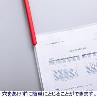 アスクル　レール式クリアーホルダー　A4タテ　50枚とじ　レッド　100冊  オリジナル