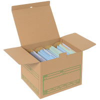 プラス 文書保存箱 ワンタッチストッカー D型フタ式 A4／B4用 書類収納 ダンボール 20枚 40072