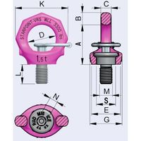 エスコ 12.0ton/M48x38mm 回転アイボルト EA987GL-9 1個（直送品）