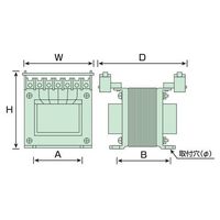 エスコ 200VA/100V・110V ダウントランス(保護シールド付) EA815ZY-24 1個（直送品）