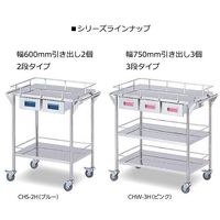 アズワン ストレージステンレスカート 3段 ピンク (幅750mm/引き出し3個) CHW-3H-P 1台 8-2529-04（直送品）