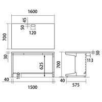 プラス 組立式スチールOAデスクシステム 平机 引出し付き ホワイト 幅1600×奥行700×高さ700mm RY-167H WH 1台（3梱包）