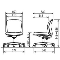 中央可鍛工業　ベーシックタイプOAチェア　オフィスチェア　肘無し　ブラック　SS-100-BK　1脚　（取寄品）