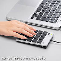 サンワサプライ USB2.0ハブ付テンキー Mac用 有線 うす型メンブレン シルバー NT-M18UHSV 1個（直送品）