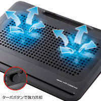 サンワサプライ ノート用クーラーパッド（TURBO機能付き） 15.4型ワイド・15.6型ワイド・16型ワイド・17型ワイド対応 TK-CLN19U（直送品）