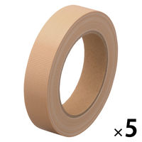 【ガムテープ】 現場のチカラ 布テープ 0.22mm厚 幅25mm×長さ25m 茶 アスクル 1セット（5巻入）  オリジナル