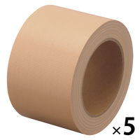 【ガムテープ】 現場のチカラ 布テープ 0.22mm厚 幅75mm×長さ25m 茶 アスクル 1セット（5巻入）  オリジナル