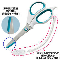 プラス　フィットカット　安全ガイド付きはさみ　フッ素コート　ホワイト/ブルー　SC-165AFM（34329）　1本