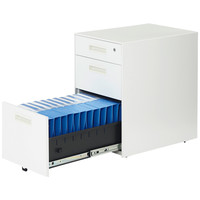 QUEST　フラットOAキャビネット（ラッチ機構付き）　3段　ホワイト 幅394×奥行550×高さ616mm　1台