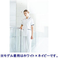 ルコックスポルティフ レディスジャケット（離れ衿） UQW1025 ホワイト×ネイビー（バニラ×ネイビーテープ） L ナースジャケット 医療白衣 1枚