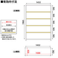 プラス KR軽量ラック （天地6段） 幅1512×奥行462×高さ2100mm ライトグレー 1台（4梱包）