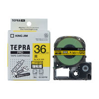 テプラ TEPRA PRO【純正】テープ 強粘着 幅36mm 黄ラベル(黒文字) SC36YW 1個 キングジム