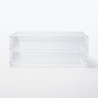 無印良品 重なるアクリルケース2段フタ付引出 大 約幅25.5×奥行17×高さ9.5cm 良品計画
