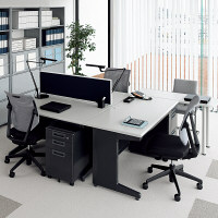 【組立設置込】プラス 組立式スチールOAデスクシステム 平机 引出し鍵付き ダークエルグレー 幅1200×奥行700×高さ700mm 1台（取寄品）