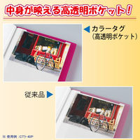 コクヨ クリヤーブック カラータグ A4タテ 40ポケット ピンク 10冊 クリアファイル 固定式 CTラ-40P