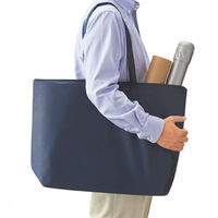 アスクル　不織布手提げ袋　ブルー　ファスナー付き大　幅440ｍｍ（開口部590ｍｍ）×高さ400ｍｍ×マチ幅155ｍｍ　1箱（100枚）  オリジナル