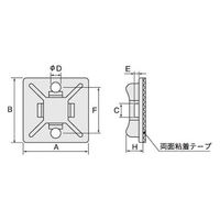 INSULOK(R) (インシュロック) ケーブルタイ  マウントベース 粘着付 標準 屋内用 乳白 MB3A 1パック (100本入)