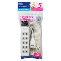 朝日電器（ELPA）　電源タップ　コンパクトタップ　2P式/5個口/5m　LPT-505N（W）　1個