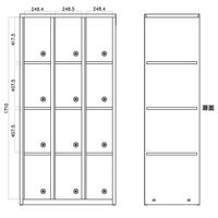 スマイル 更衣室ロッカー OAスチールロッカー 3連4段12人用 シリンダー錠 グレー 幅900×奥行515×高さ1790mm 1台（3梱包）